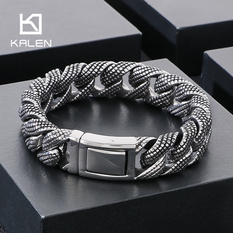 Ceramic Link Bracelet - Kalen 19-21cm Long Stainless Steel Men's