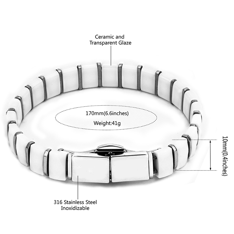 White Black Men Health Bracele - Ceramic Link Bracelet ulasan dan harga