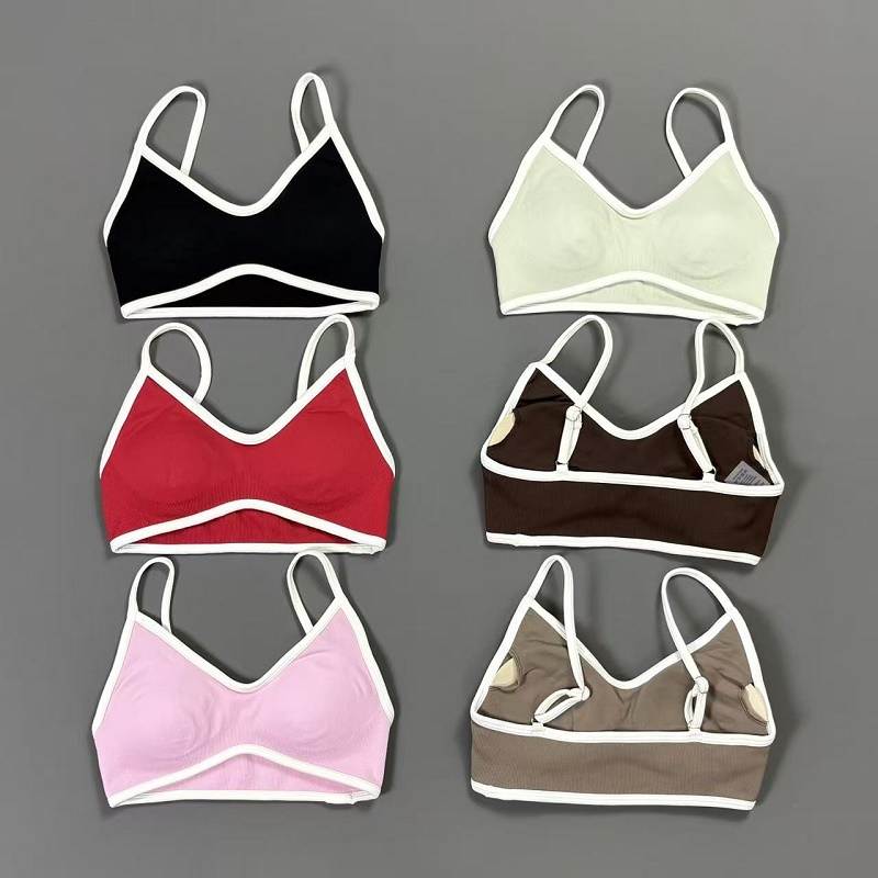 Women Contrastline Yoga Bra V  - Rugged Sport Strap ulasan dan harga