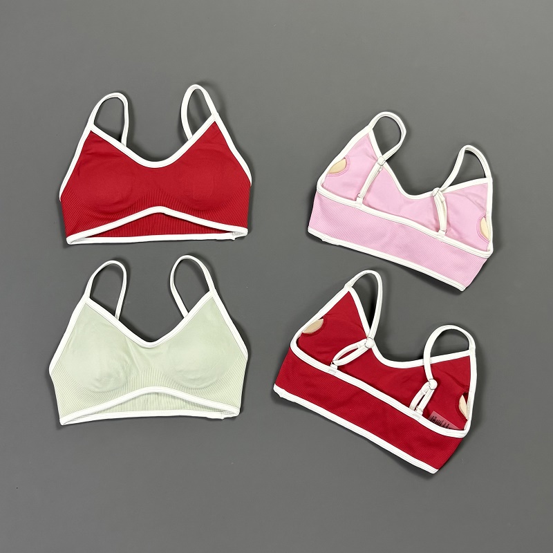 Women Contrastline Yoga Bra V  - Rugged Sport Strap ulasan dan harga