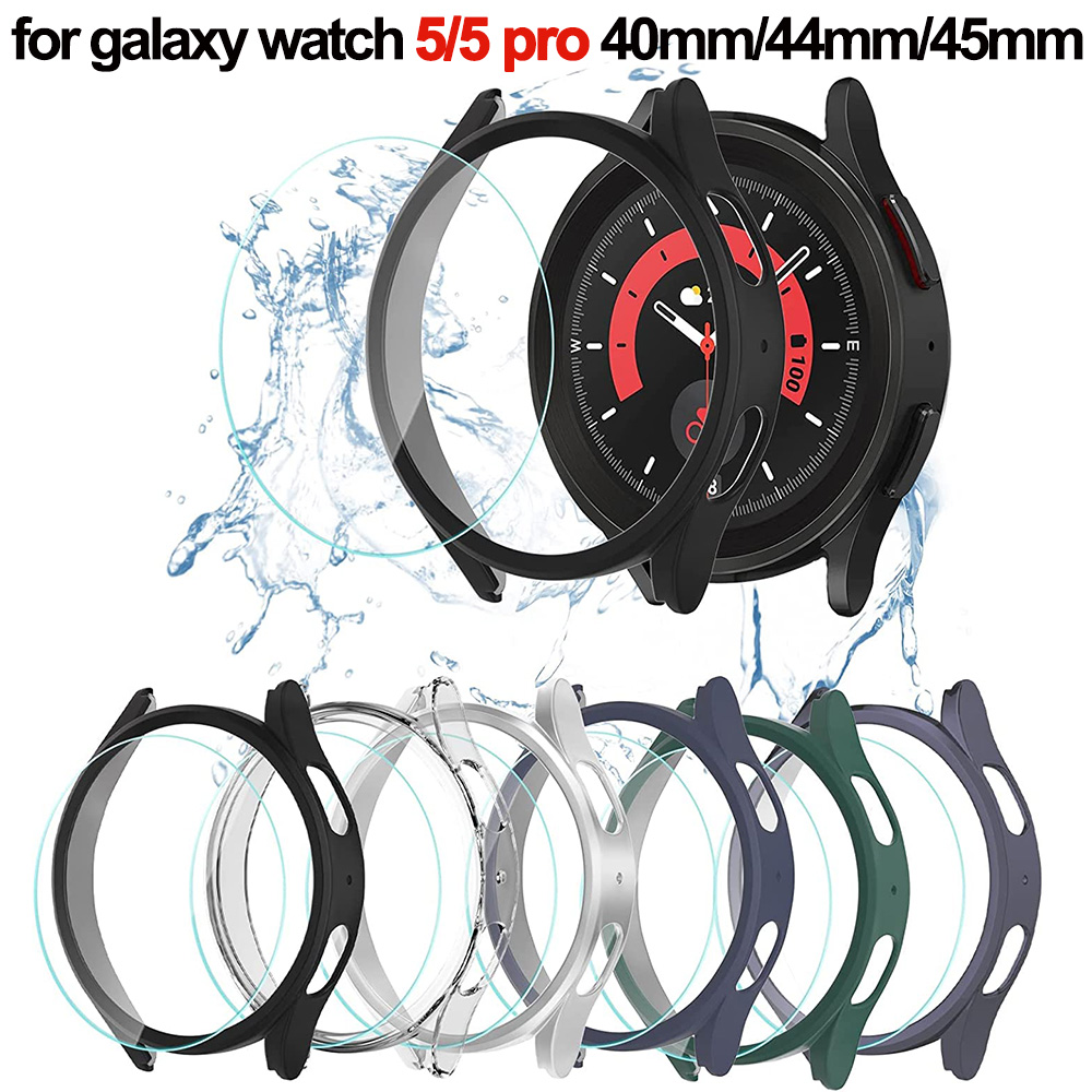 Cover+Tempered Glass for Samsu - Accessories For Galaxy Watch 5 ulasan dan harga