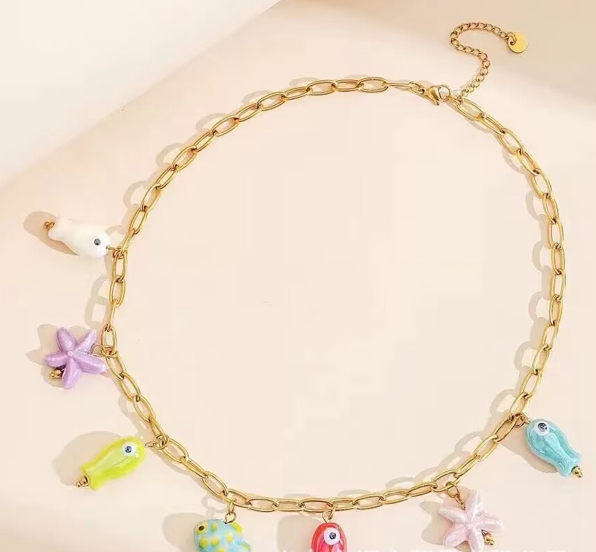 5Pcs New Summer Colorful Ename - Ceramic Link Bracelet ulasan dan harga