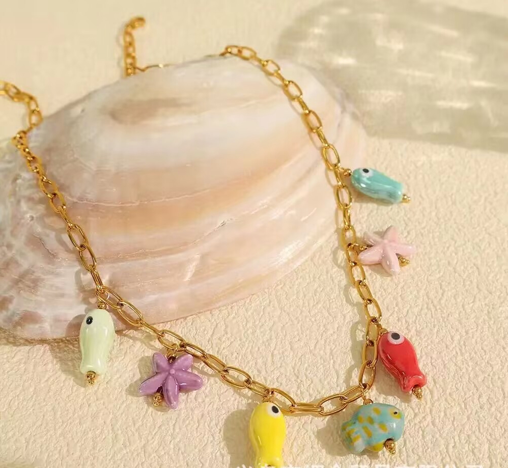 5Pcs New Summer Colorful Ename - Ceramic Link Bracelet ulasan dan harga