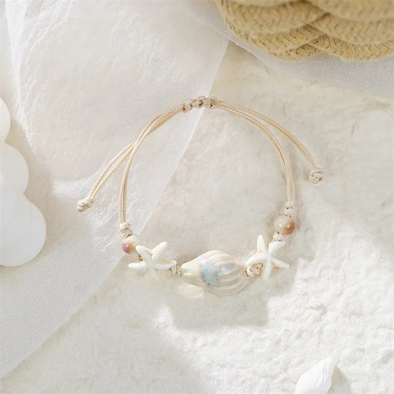 Bohemian Conch Starfish Shells - Ceramic Link Bracelet ulasan dan harga